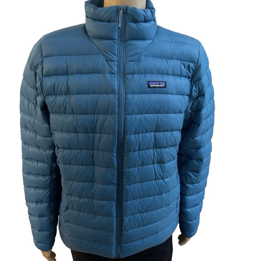 Patagonia Down Sweater Jacket Wavy Blue Mens Regular Fit YKK Zip XL